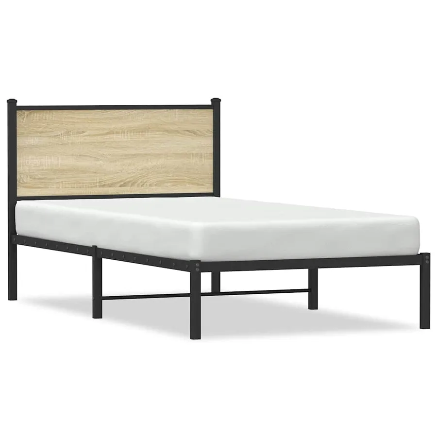 Cadre de lit en métal sans matelas chêne sonoma 100x190 cm - 2