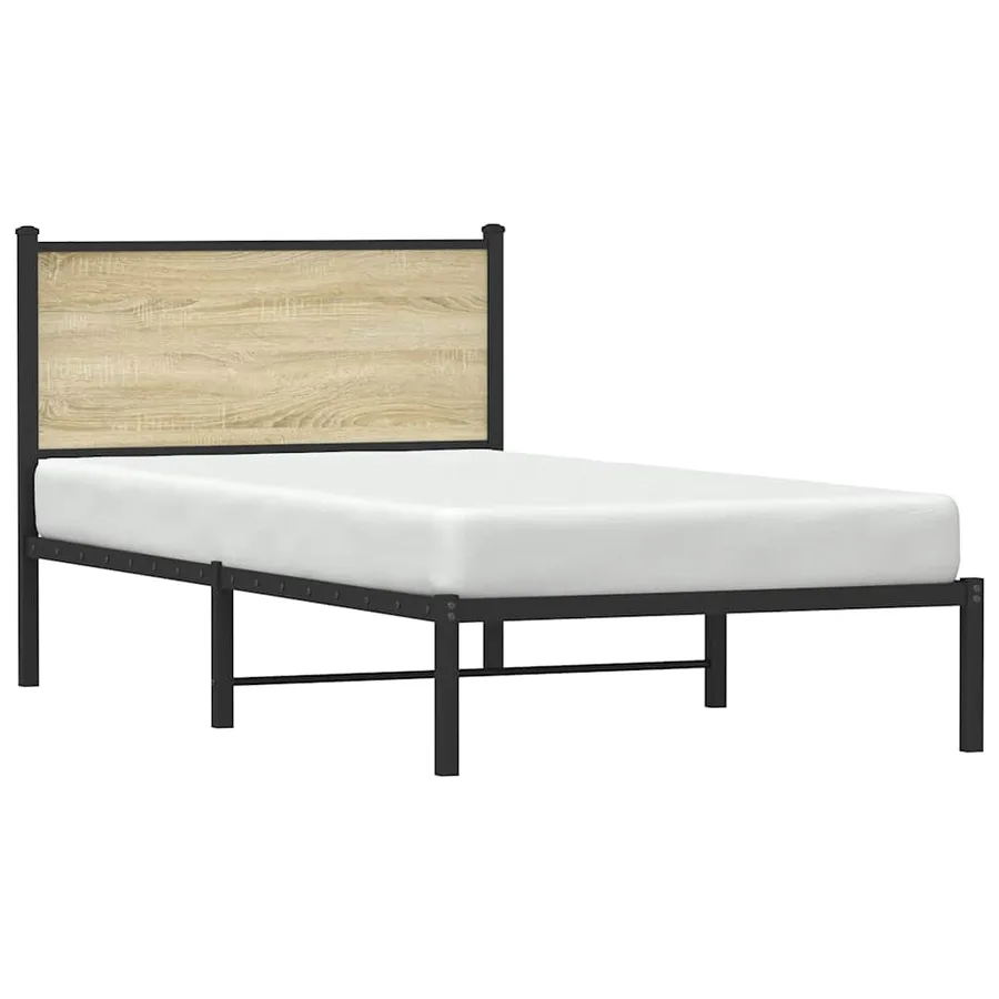 Cadre de lit en métal sans matelas chêne sonoma 100x190 cm - 4