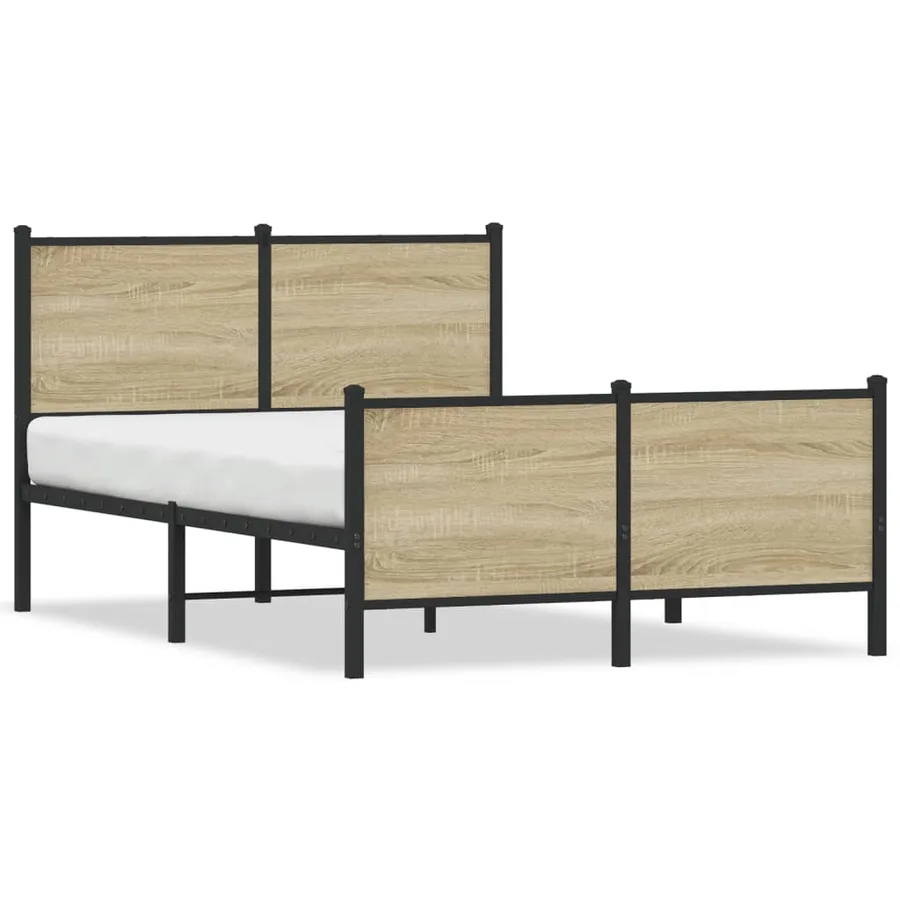 Cadre de lit en métal sans matelas chêne sonoma 120x190 cm - 2
