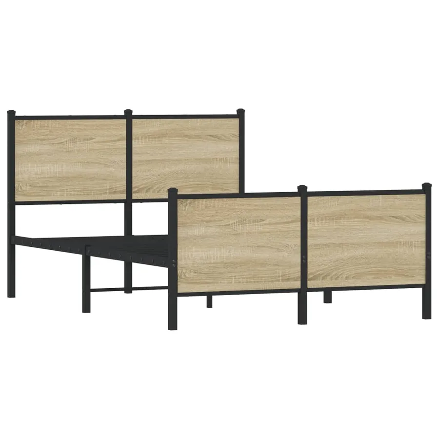 Cadre de lit en métal sans matelas chêne sonoma 120x190 cm - 3
