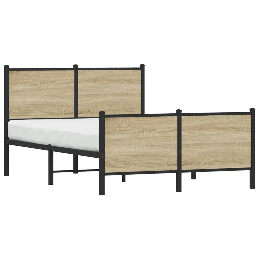 Cadre de lit en métal sans matelas chêne sonoma 120x190 cm - 4