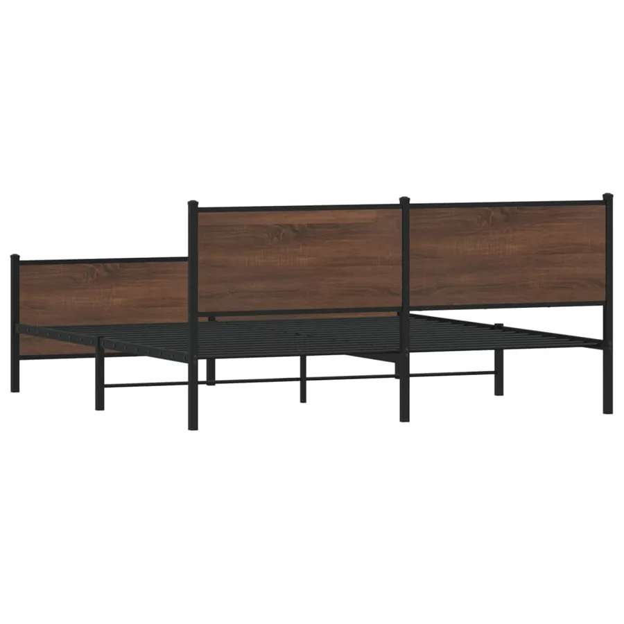 Cadre de lit en métal sans matelas chêne marron 180x200 cm - 8