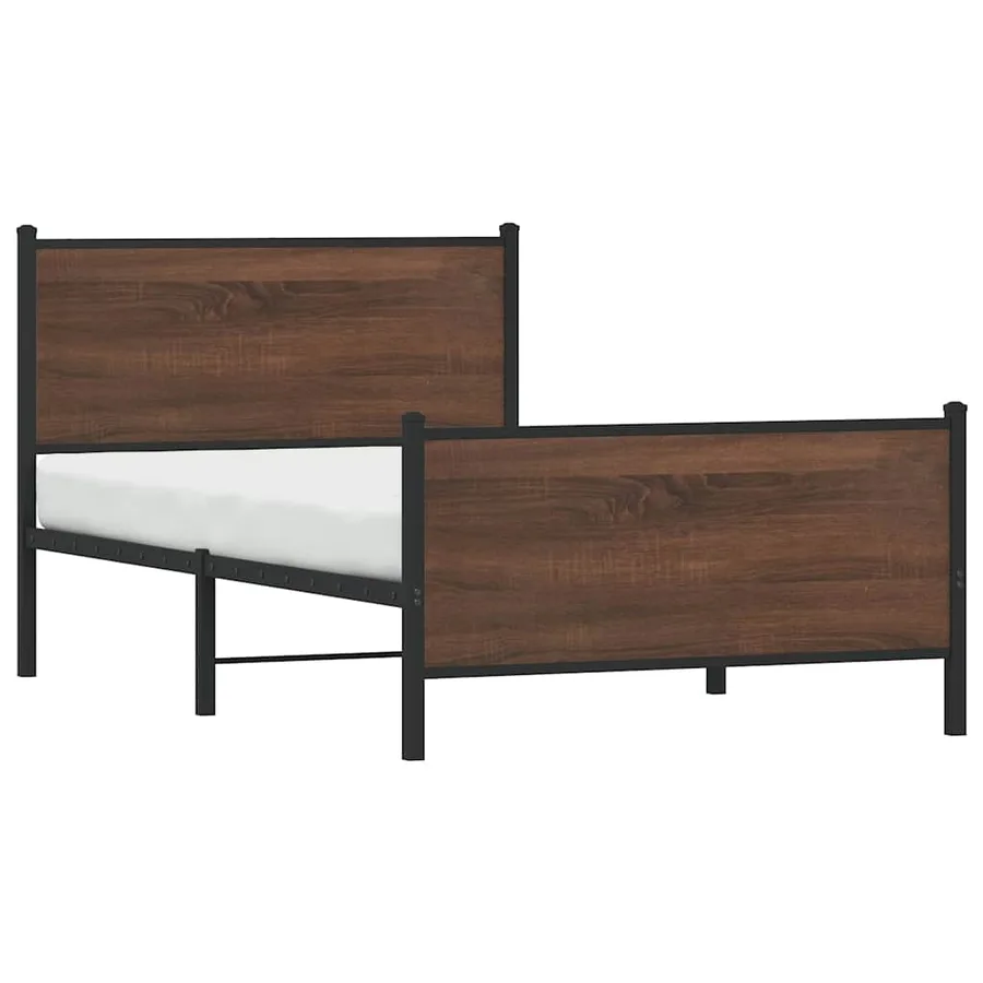 Cadre de lit en métal sans matelas chêne marron 100x200 cm - 4