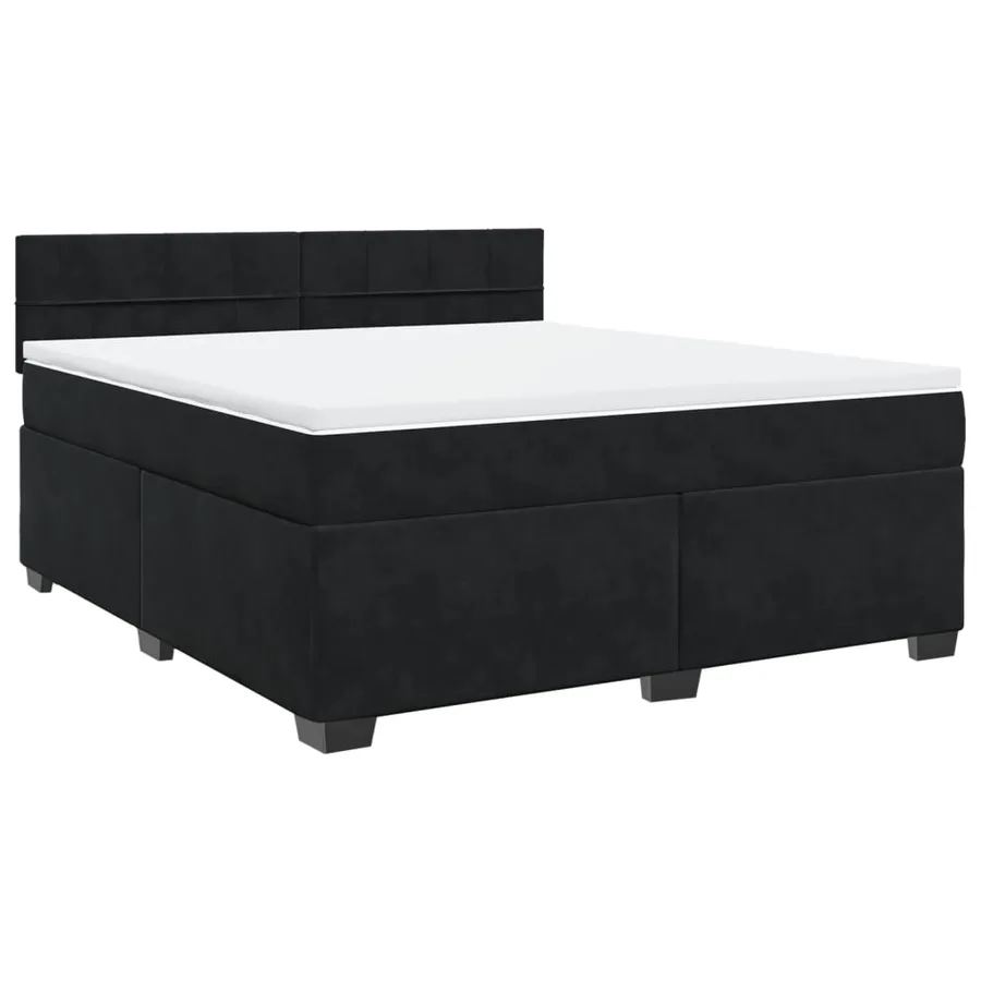 Sommier à lattes de lit avec matelas Noir 180x200 cm Velours - 3