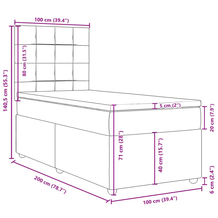 Sommier à lattes de lit avec matelas Gris clair 100x200cm Tissu - 13