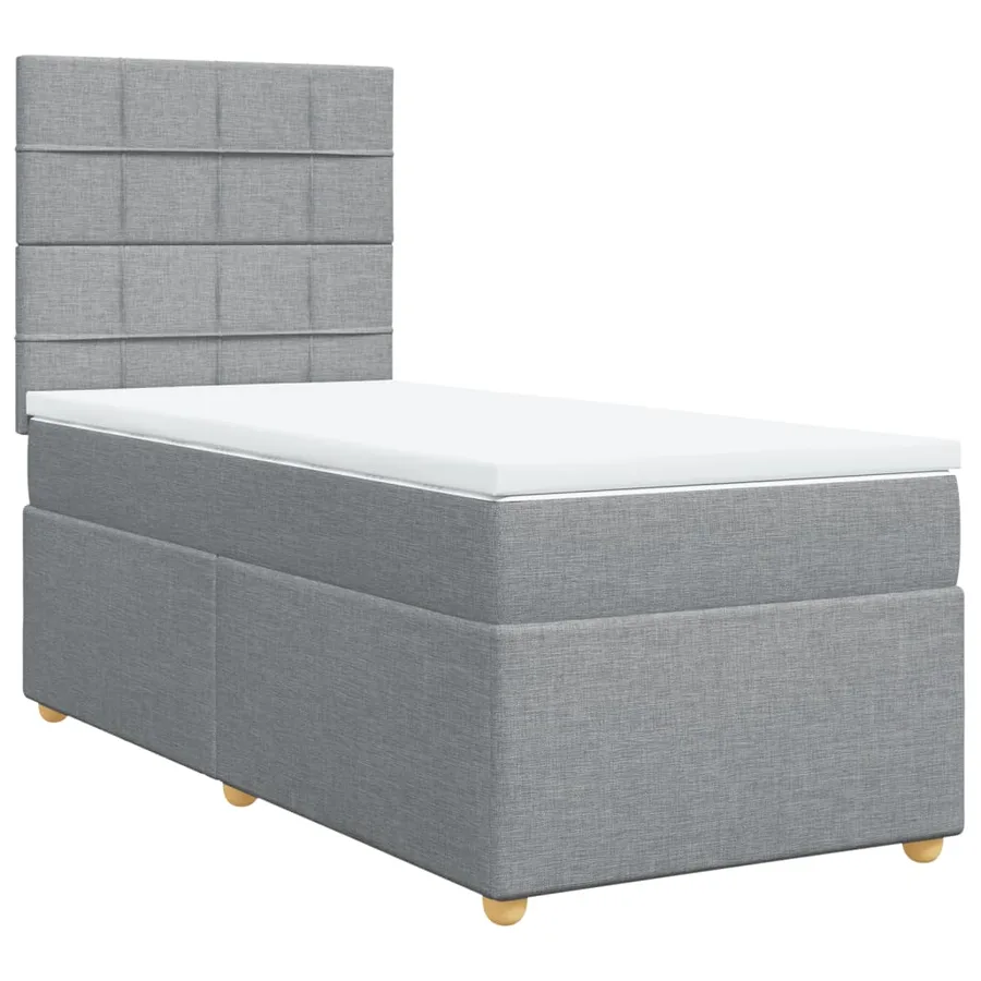 Sommier à lattes de lit avec matelas Gris clair 100x200cm Tissu - 2