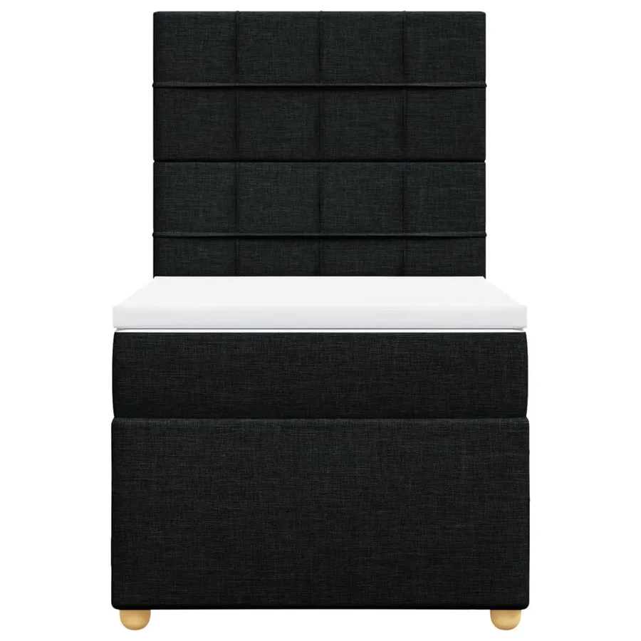 Sommier à lattes de lit avec matelas Noir 100x200 cm Tissu - 4