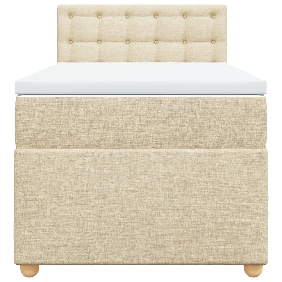 Sommier à lattes de lit avec matelas Crème 100x200 cm Tissu - 6