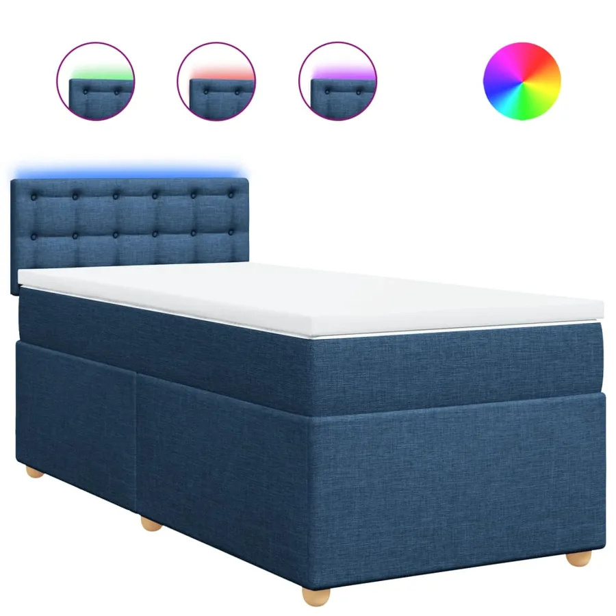 Sommier à lattes de lit avec matelas Bleu 90x200 cm Tissu - 2