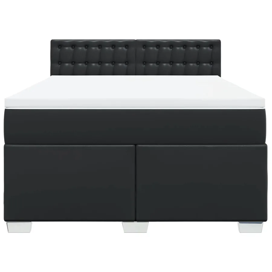 Sommier à lattes de lit avec matelas Noir 140x190 cm Similicuir - 6