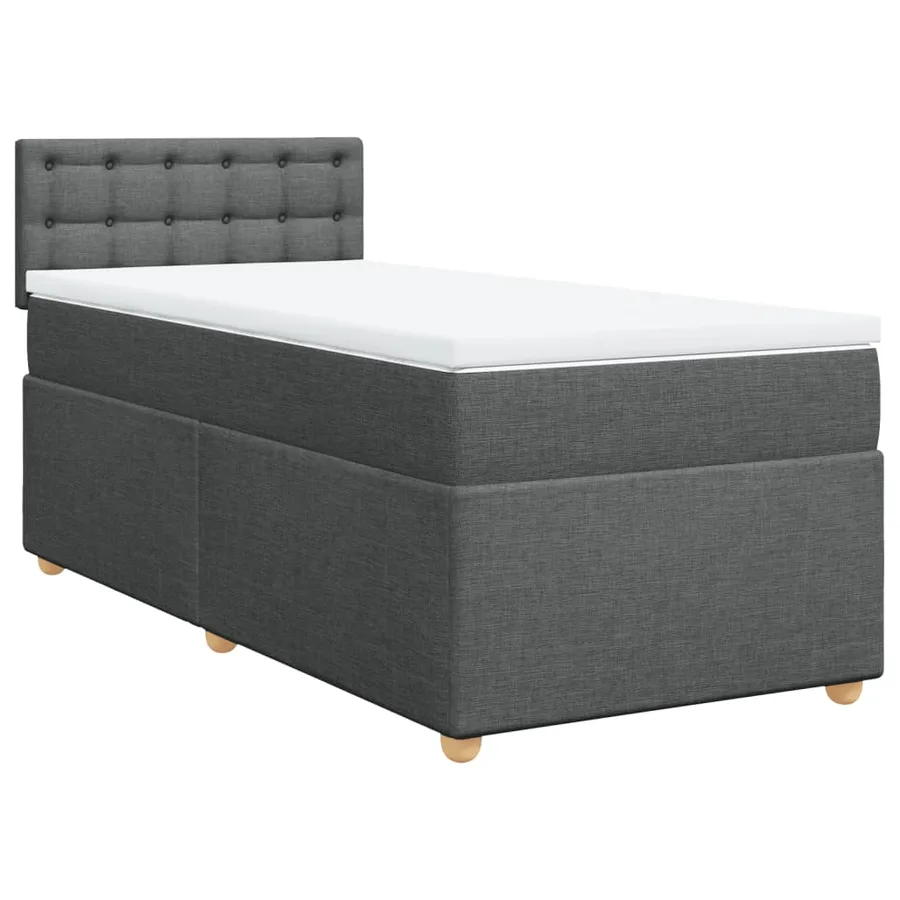 Sommier à lattes de lit avec matelas Gris foncé 100x200cm Tissu - 3