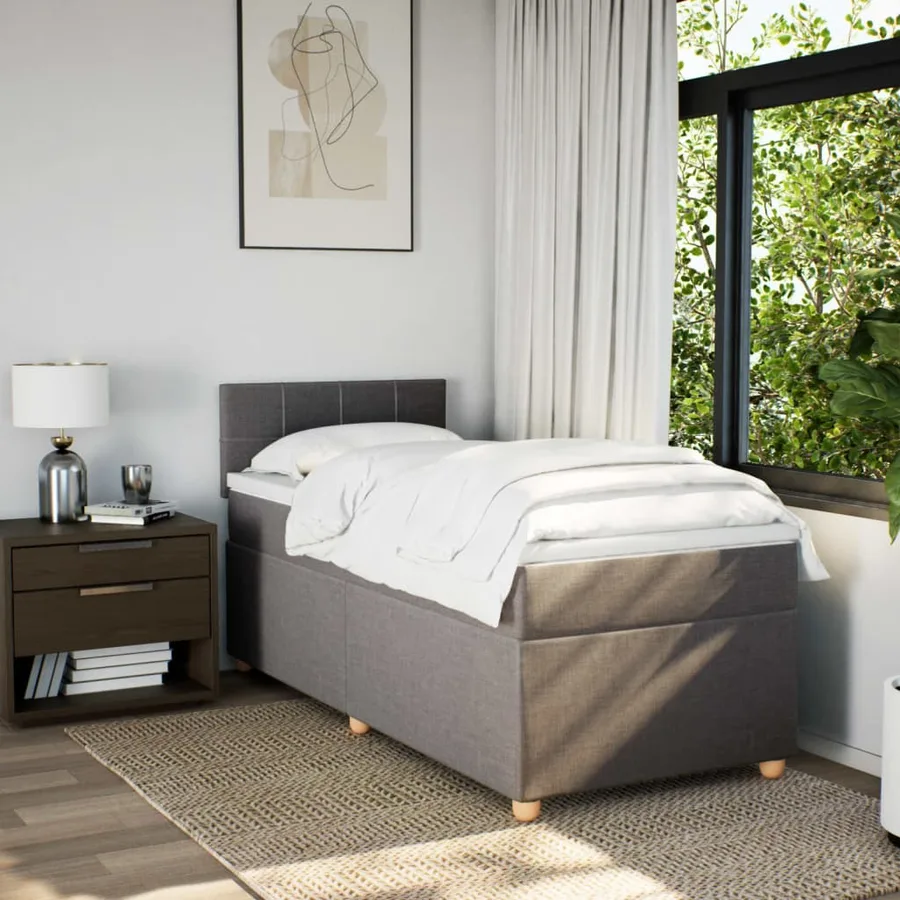 Sommier à lattes de lit avec matelas Taupe 100x200 cm Tissu - 4