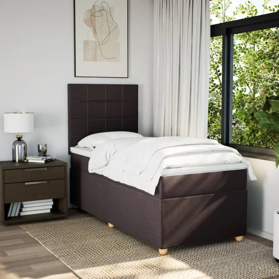 Sommier à lattes de lit avec matelas Marron foncé 90x200 cm - 3