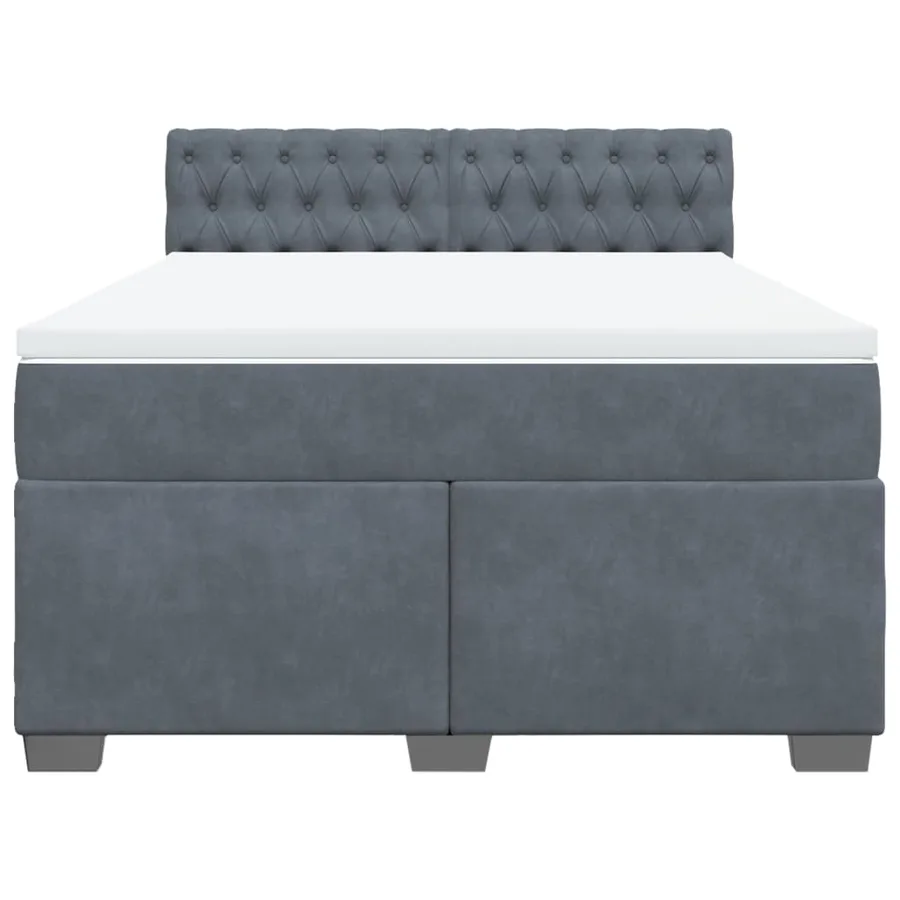 Sommier à lattes de lit et matelas Gris foncé 140x200cm Velours - 6