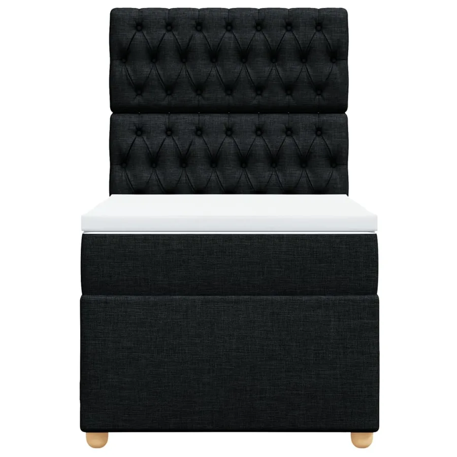 Sommier à lattes de lit avec matelas Noir 90x200 cm Tissu - 6