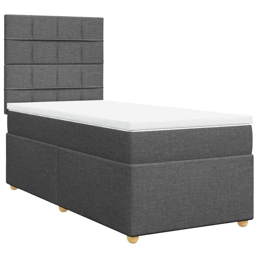 Sommier à lattes de lit avec matelas Gris foncé 90x200 cm Tissu - 3