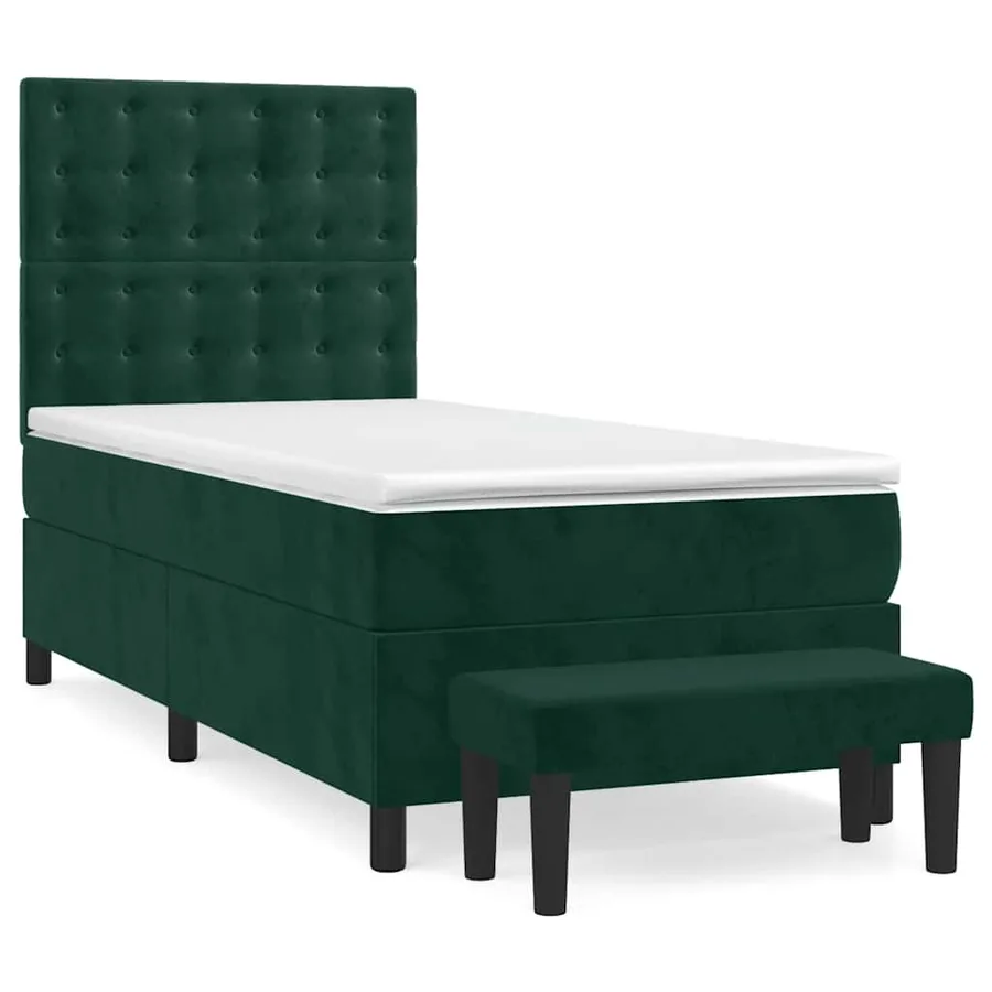 Sommier à lattes de lit avec matelas Vert foncé 90x200 cm - 3