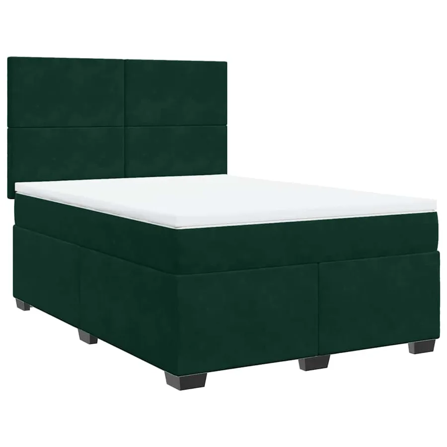 Sommier à lattes de lit et matelas Vert foncé 140x200cm Velours - 3