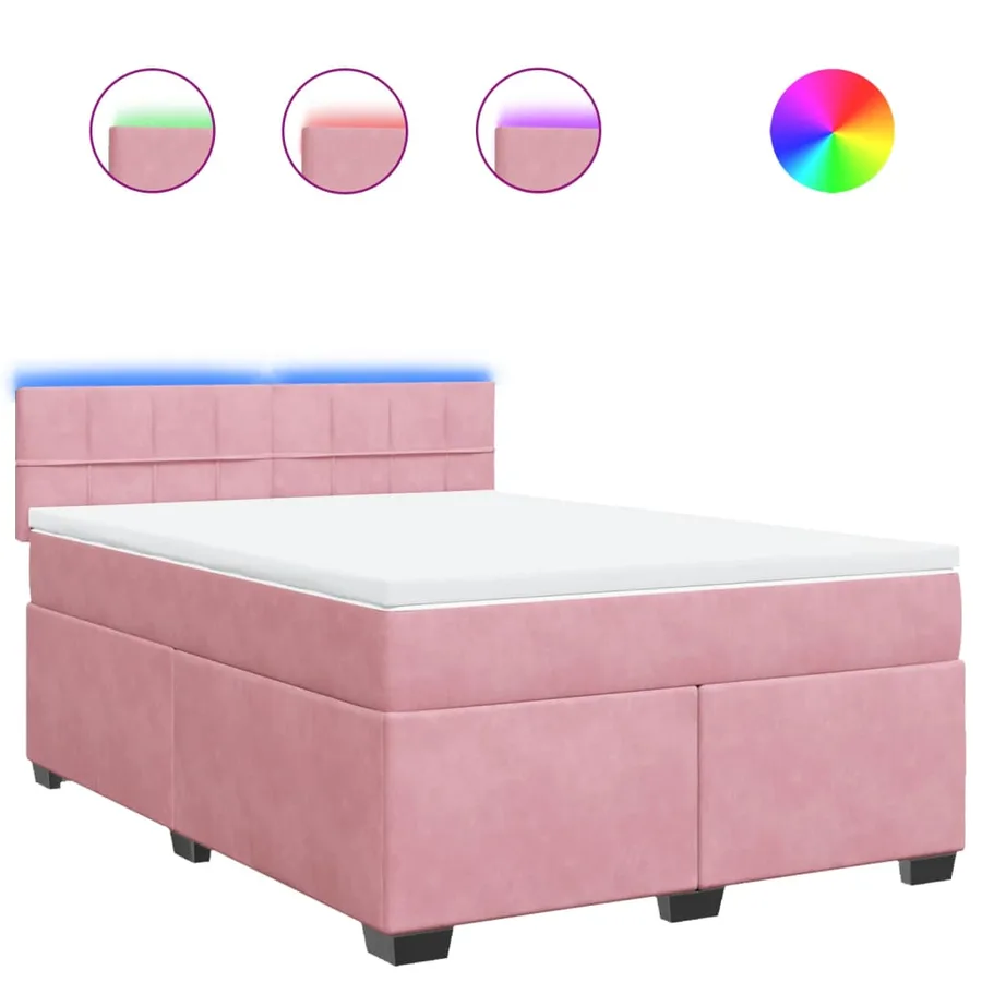 Sommier à lattes de lit avec matelas Rose 140x200 cm Velours - 2