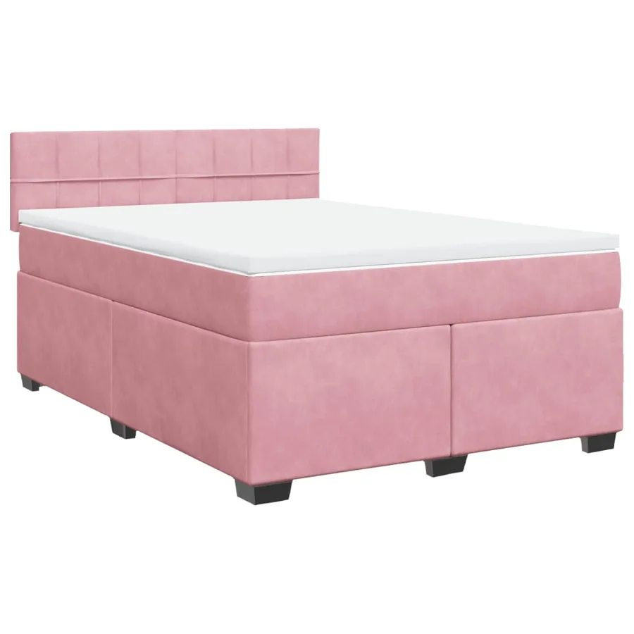 Sommier à lattes de lit avec matelas Rose 140x200 cm Velours - 3