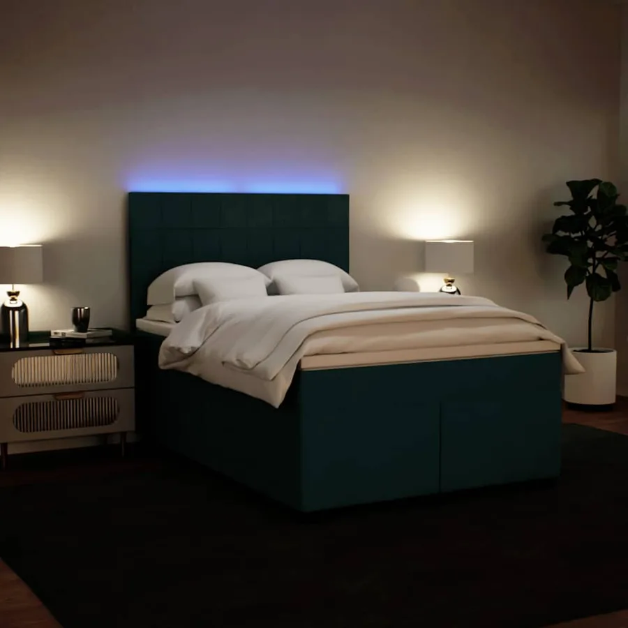 Sommier à lattes de lit et matelas Vert foncé 140x200cm Velours - 4