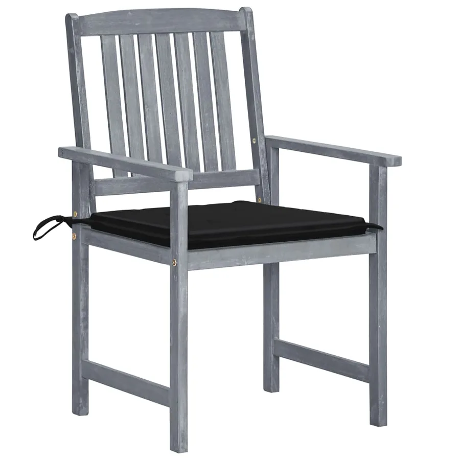 Chaises de jardin et coussins lot de 6 Bois acacia massif Gris - 2