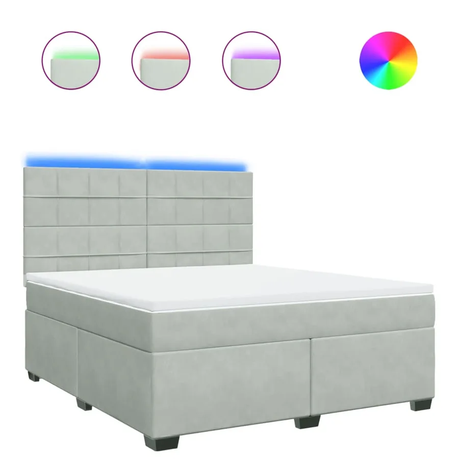 Sommier à lattes de lit et matelas Gris clair 180x200cm Velours - 2