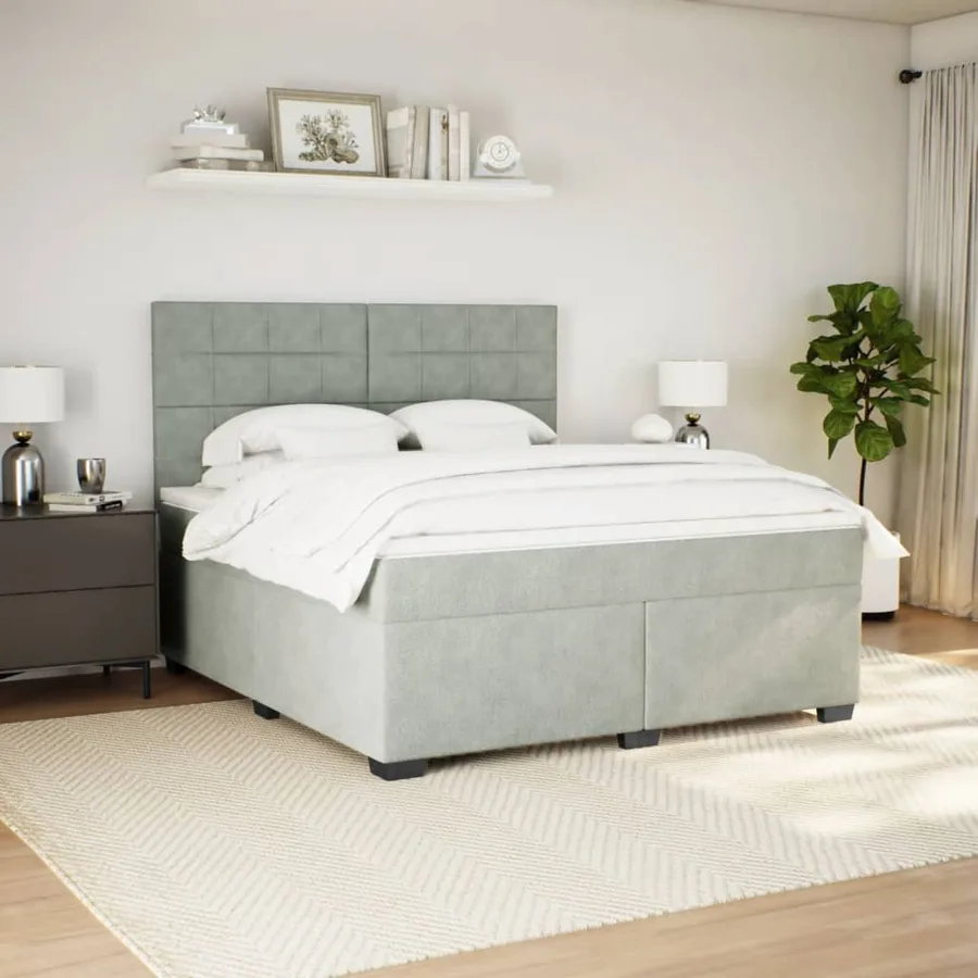 Sommier à lattes de lit et matelas Gris clair 180x200cm Velours - 4
