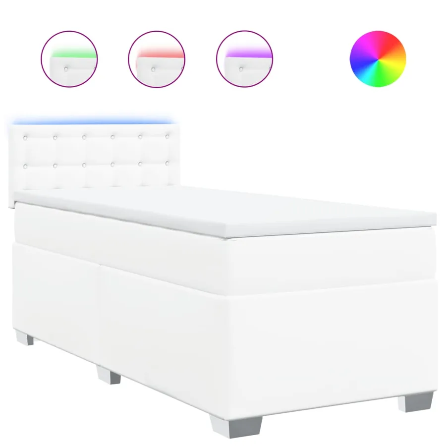 Sommier à lattes de lit avec matelas Blanc 90x190 cm Similicuir - 2