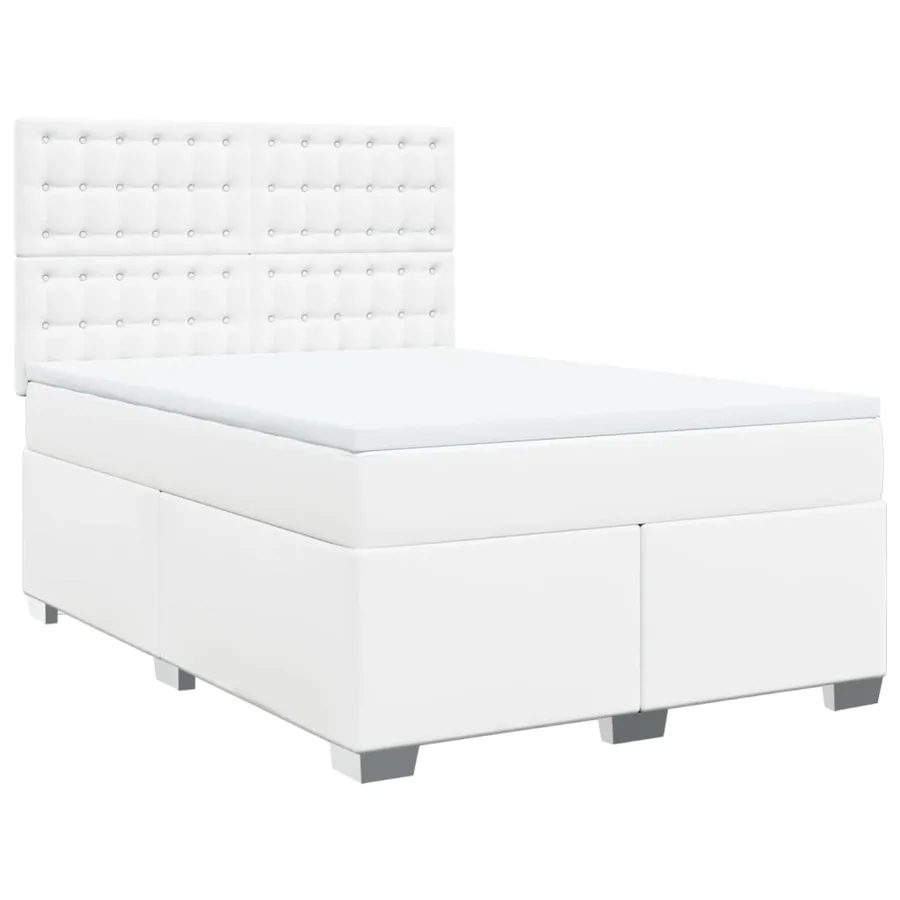 Sommier à lattes de lit avec matelas Blanc 140x190cm Similicuir - 2