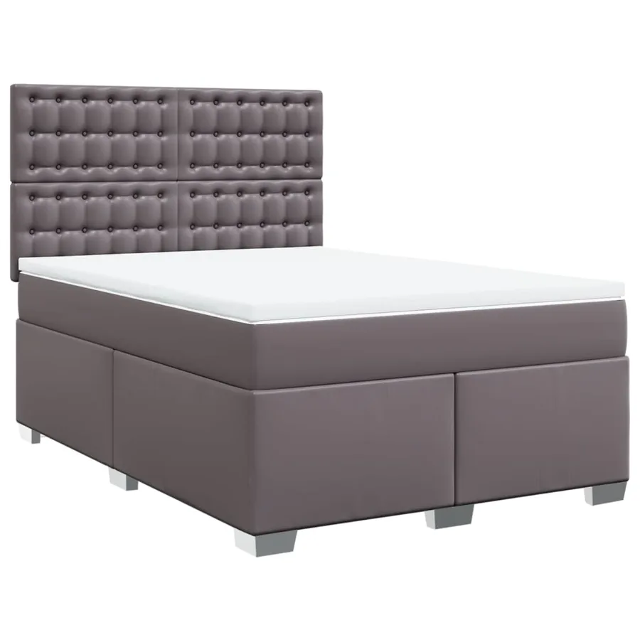 Sommier à lattes de lit avec matelas Gris 160x200 cm Similicuir - 3