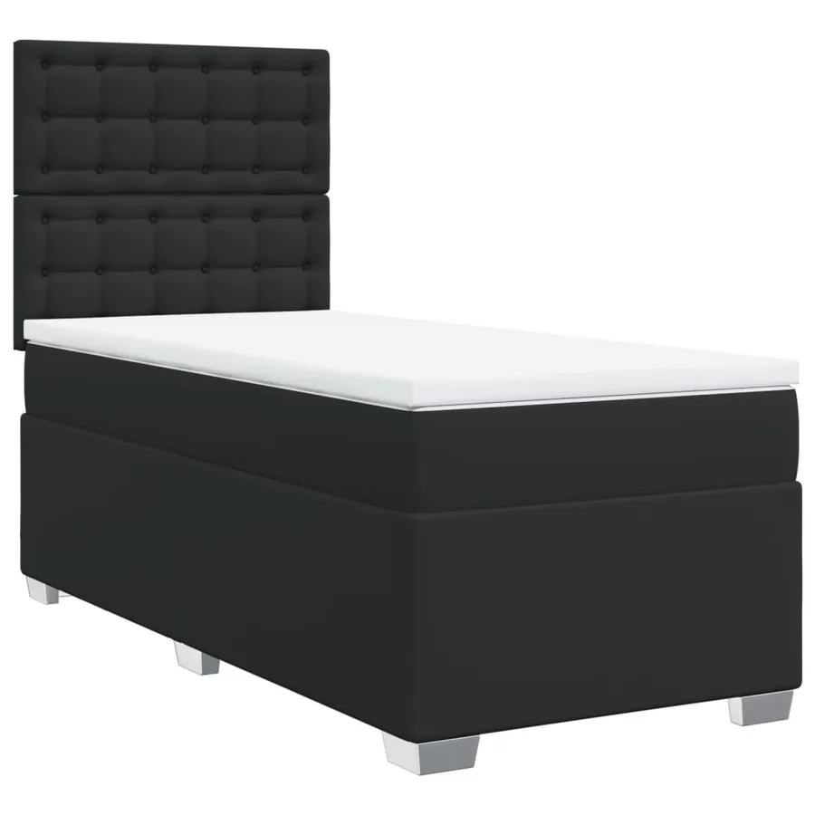 Sommier à lattes de lit avec matelas Noir 90x190 cm Similicuir - 2