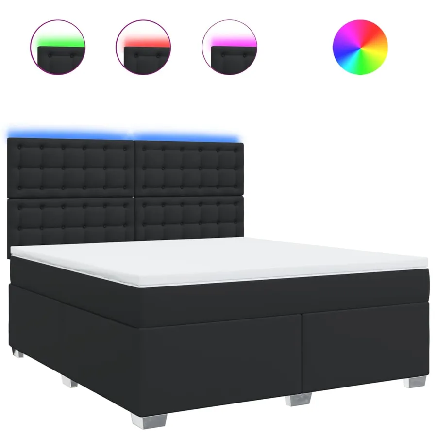 Sommier à lattes de lit avec matelas Noir 180x200 cm Similicuir - 2