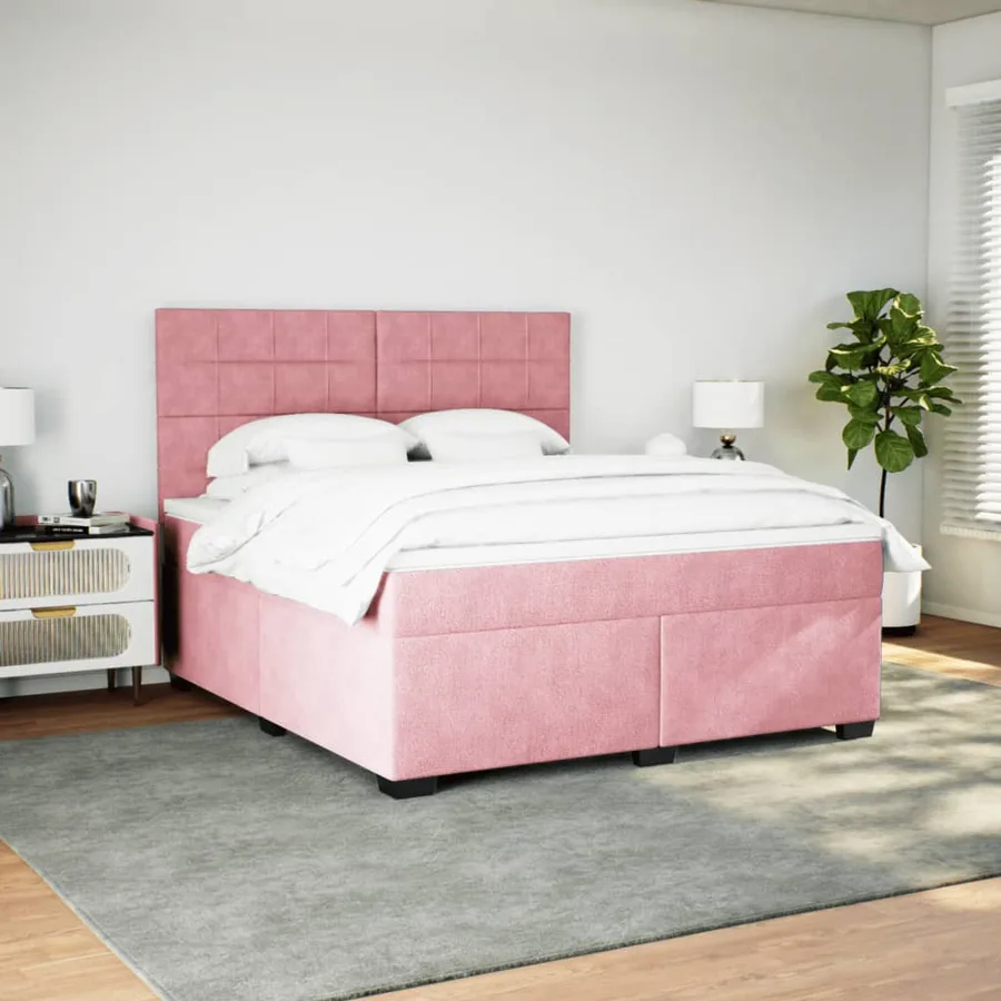Sommier à lattes de lit avec matelas Rose 180x200 cm Velours - 3