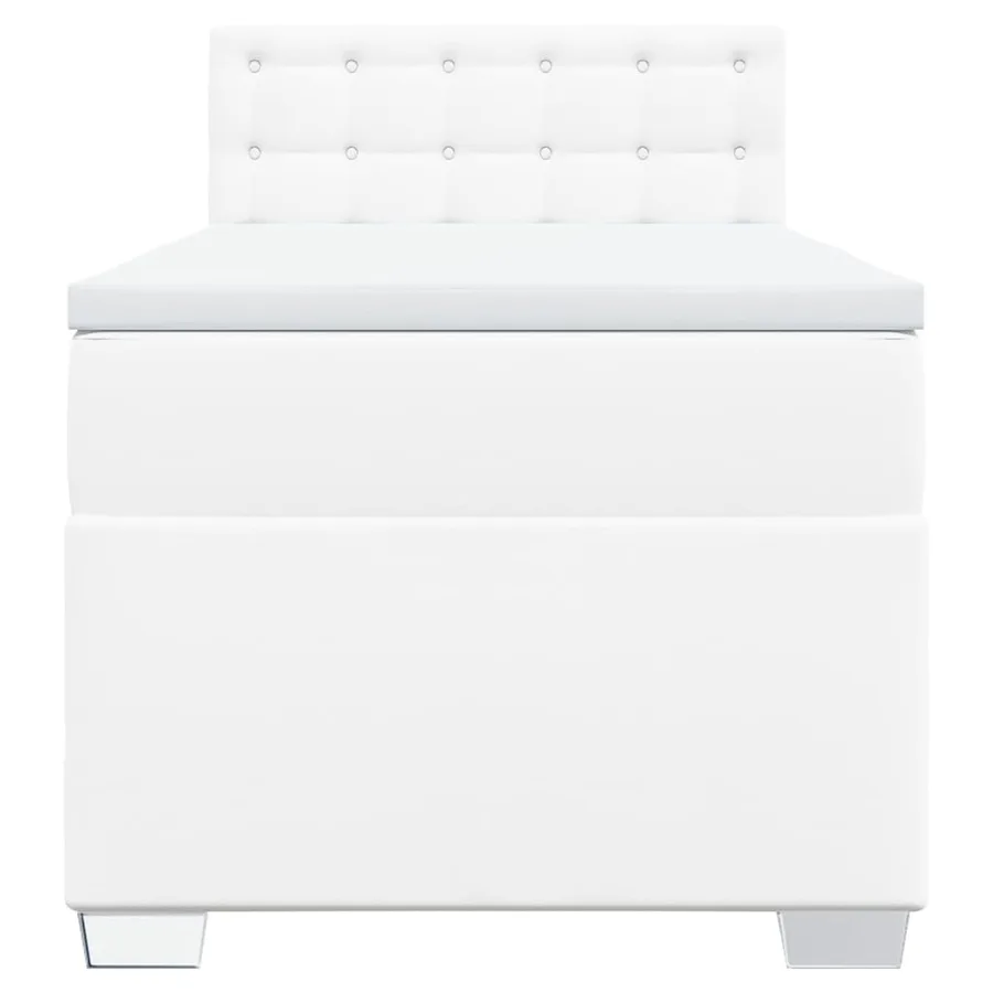 Sommier à lattes de lit avec matelas Blanc 90x190 cm Similicuir - 4