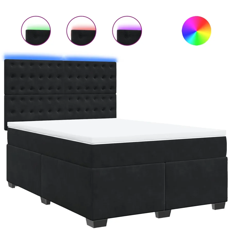 Sommier à lattes de lit avec matelas Noir 140x200 cm Velours - 2
