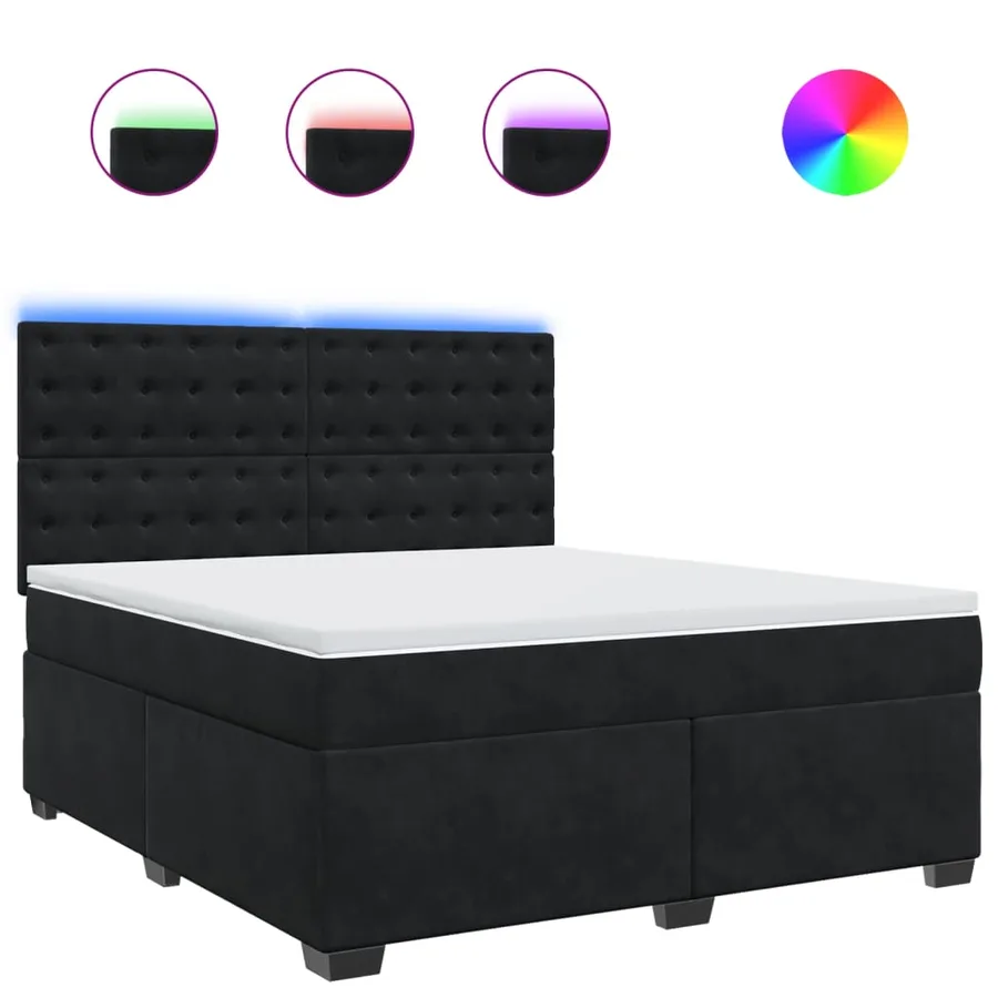 Sommier à lattes de lit avec matelas Noir 180x200 cm Velours - 2