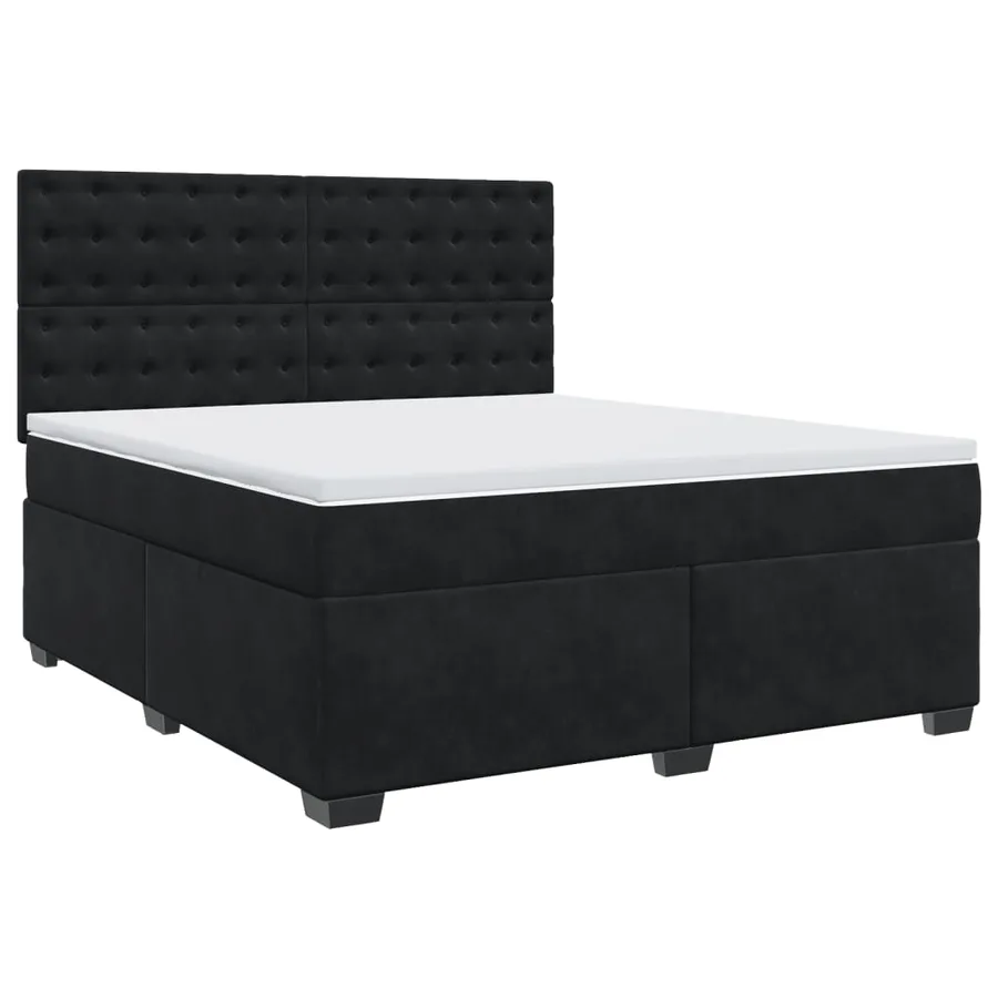 Sommier à lattes de lit avec matelas Noir 180x200 cm Velours - 3
