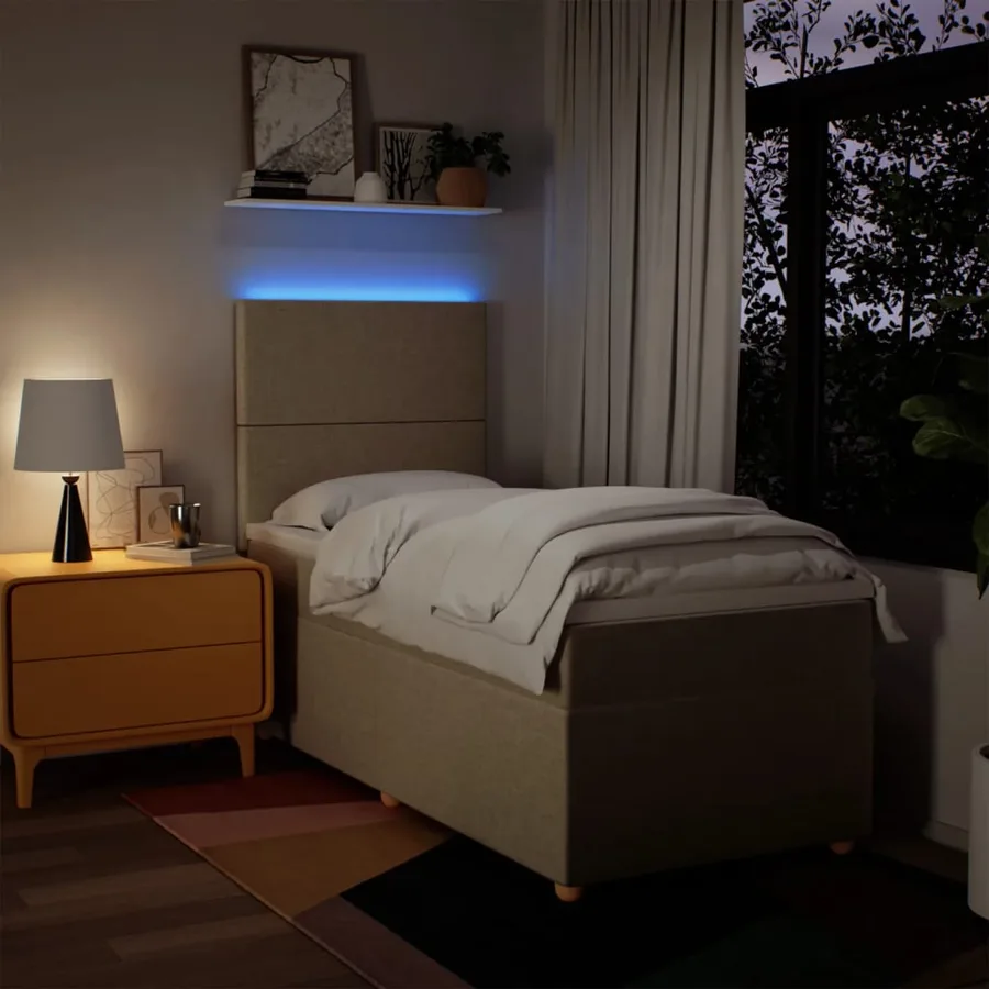 Sommier à lattes de lit avec matelas Crème 80x200 cm Tissu - 4