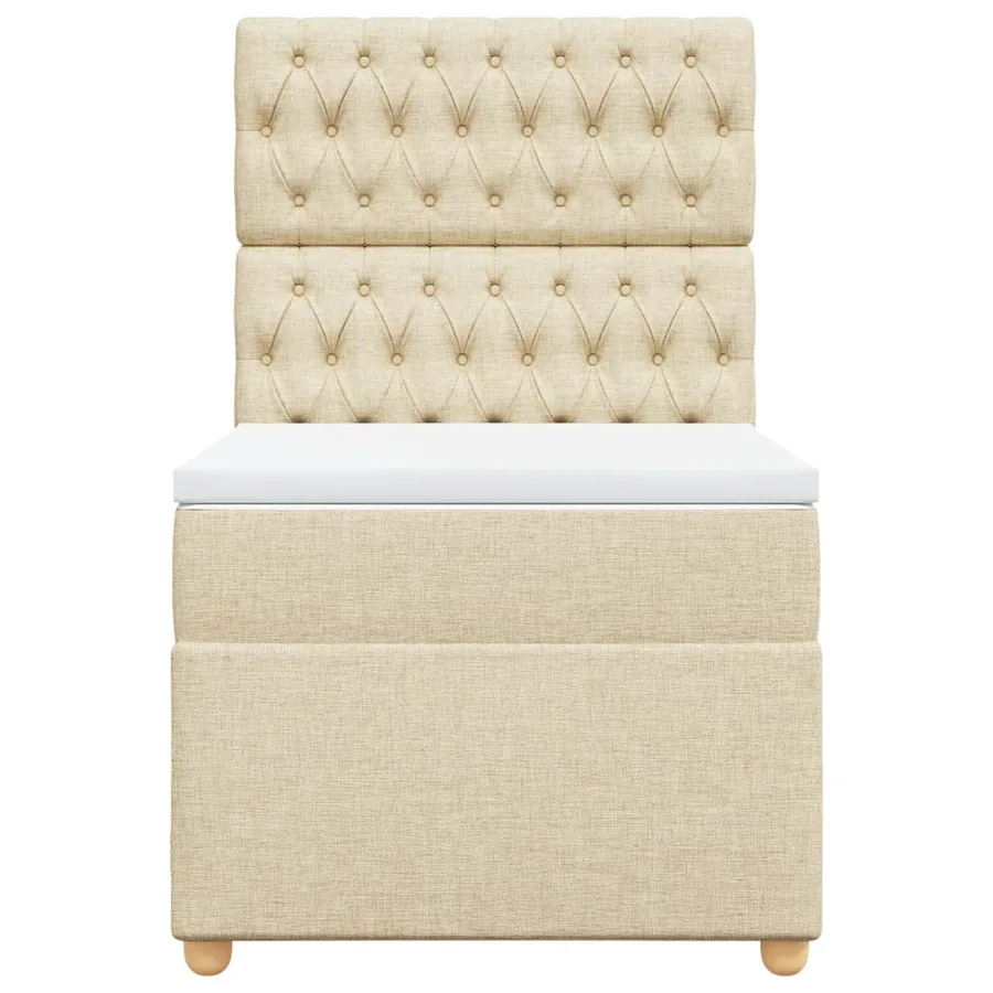 Sommier à lattes de lit et matelas Crème 90x190 cm Tissu - 4