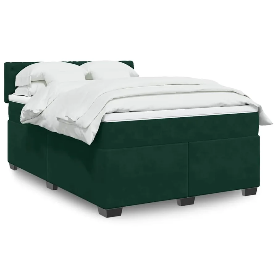 Sommier à lattes de lit et matelas Vert foncé 160x200cm Velours