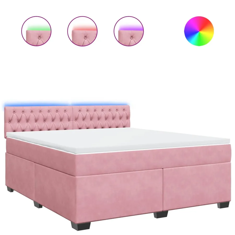 Sommier à lattes de lit avec matelas Rose 180x200 cm Velours - 2