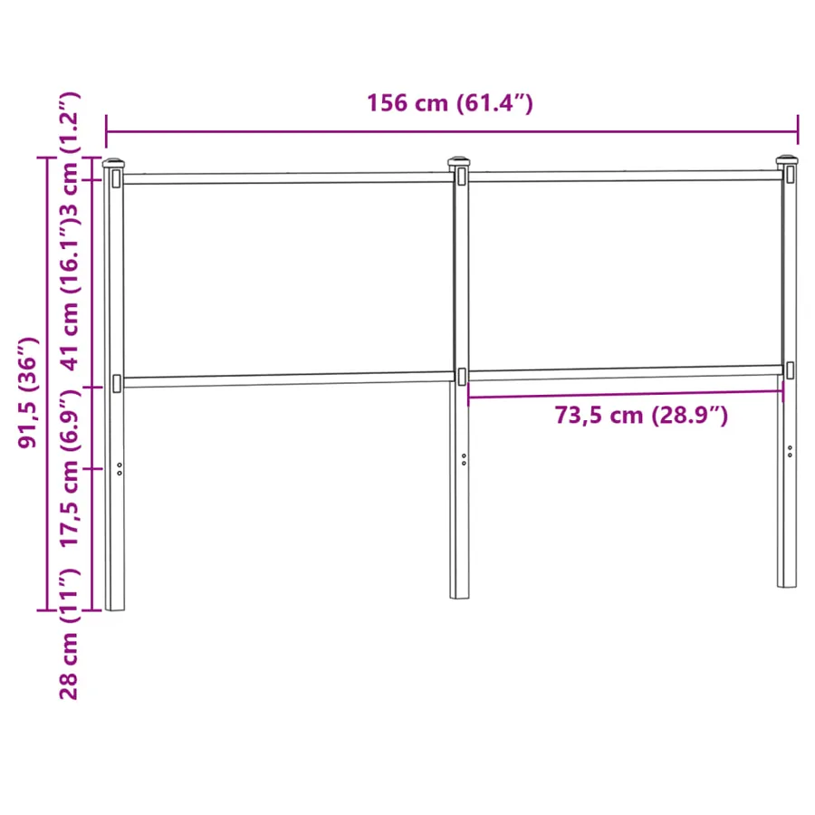 Tête de lit de remplacement chêne marron 150 cm bois d'ingénierie et acier - 7