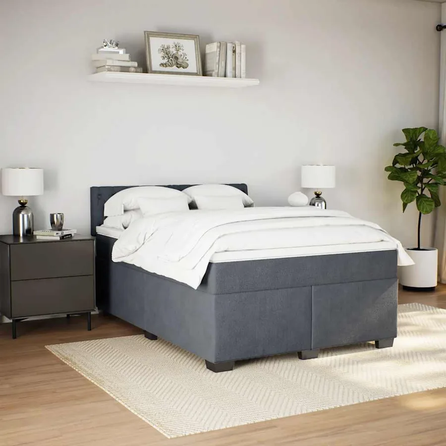 Sommier à lattes de lit et matelas Gris foncé 160x200cm Velours - 5