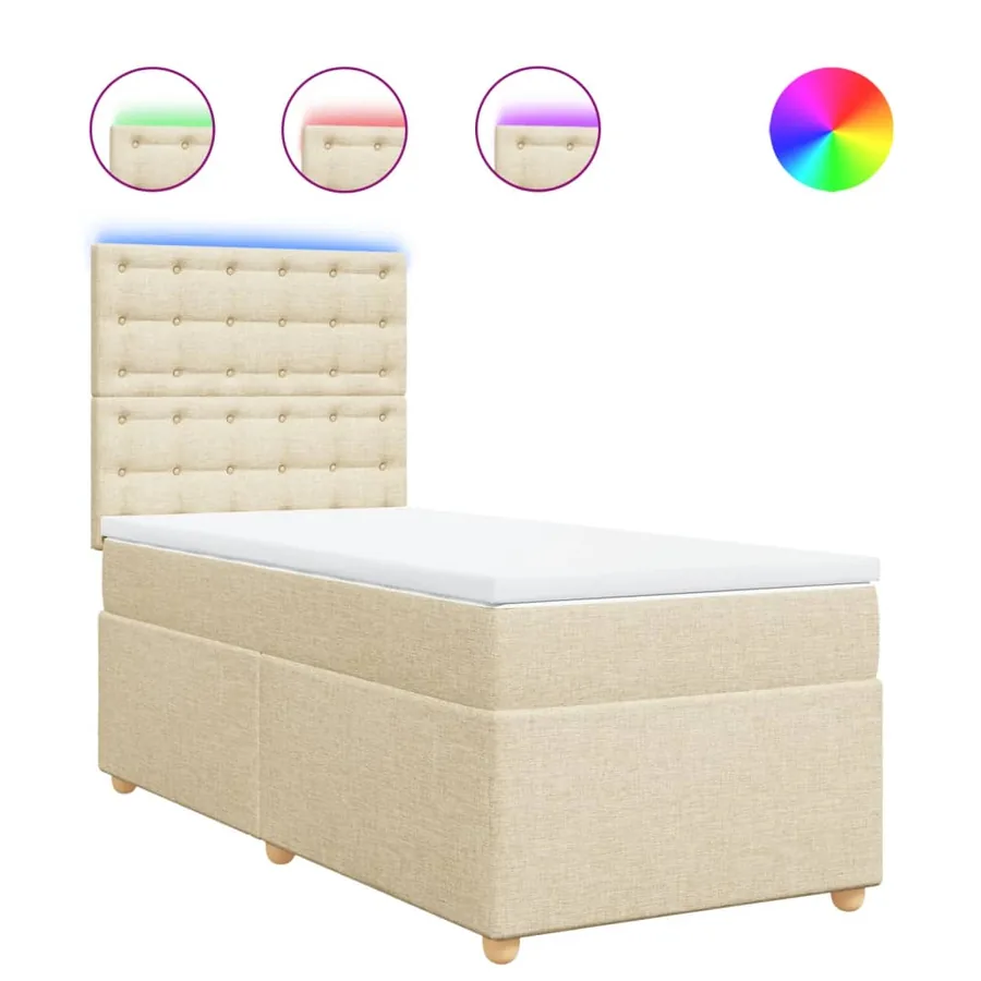 Sommier à lattes de lit avec matelas Crème 80x200 cm Tissu - 2