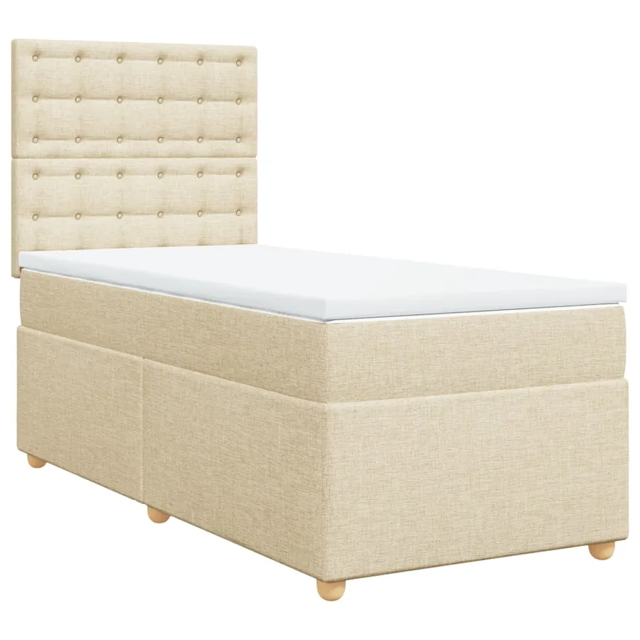 Sommier à lattes de lit avec matelas Crème 80x200 cm Tissu - 3