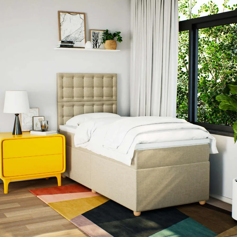 Sommier à lattes de lit avec matelas Crème 80x200 cm Tissu - 5