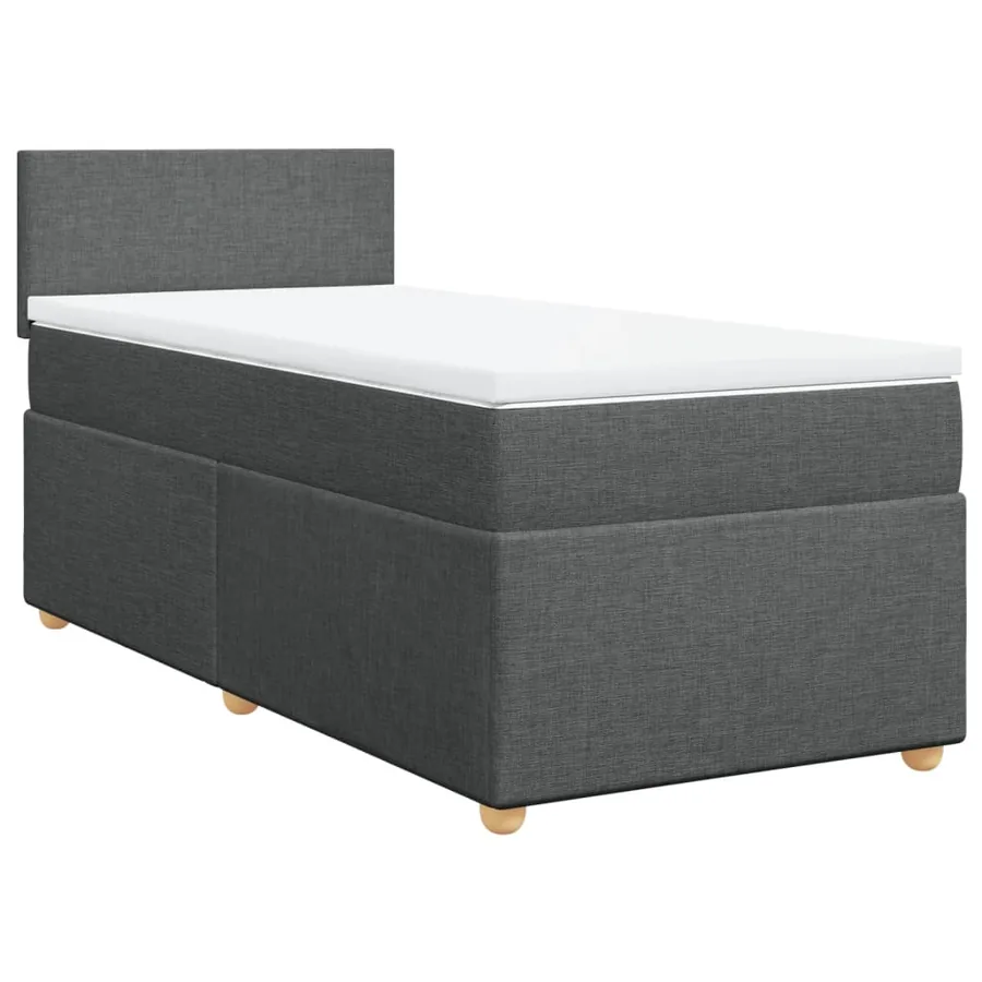 Sommier à lattes de lit et matelas Gris foncé 90x190 cm Tissu - 2