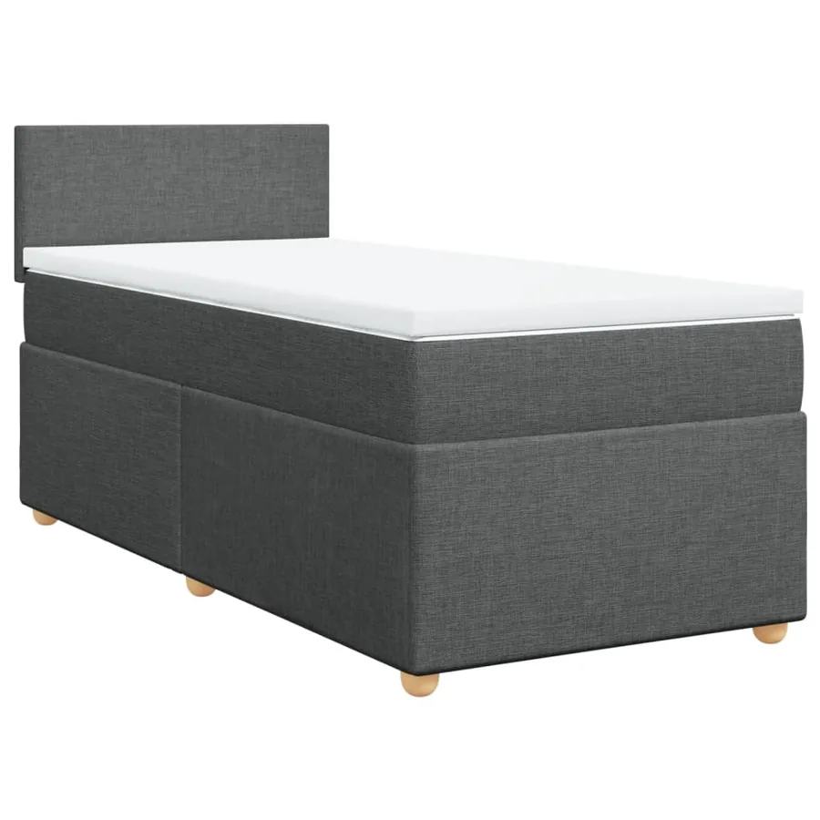 Sommier à lattes de lit et matelas Gris foncé 90x190 cm Tissu - 3