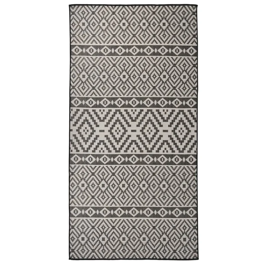 Tapis à tissage plat d'extérieur 100x200 cm Rayures noires